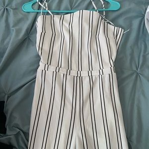 White and Black striped jumpsuit